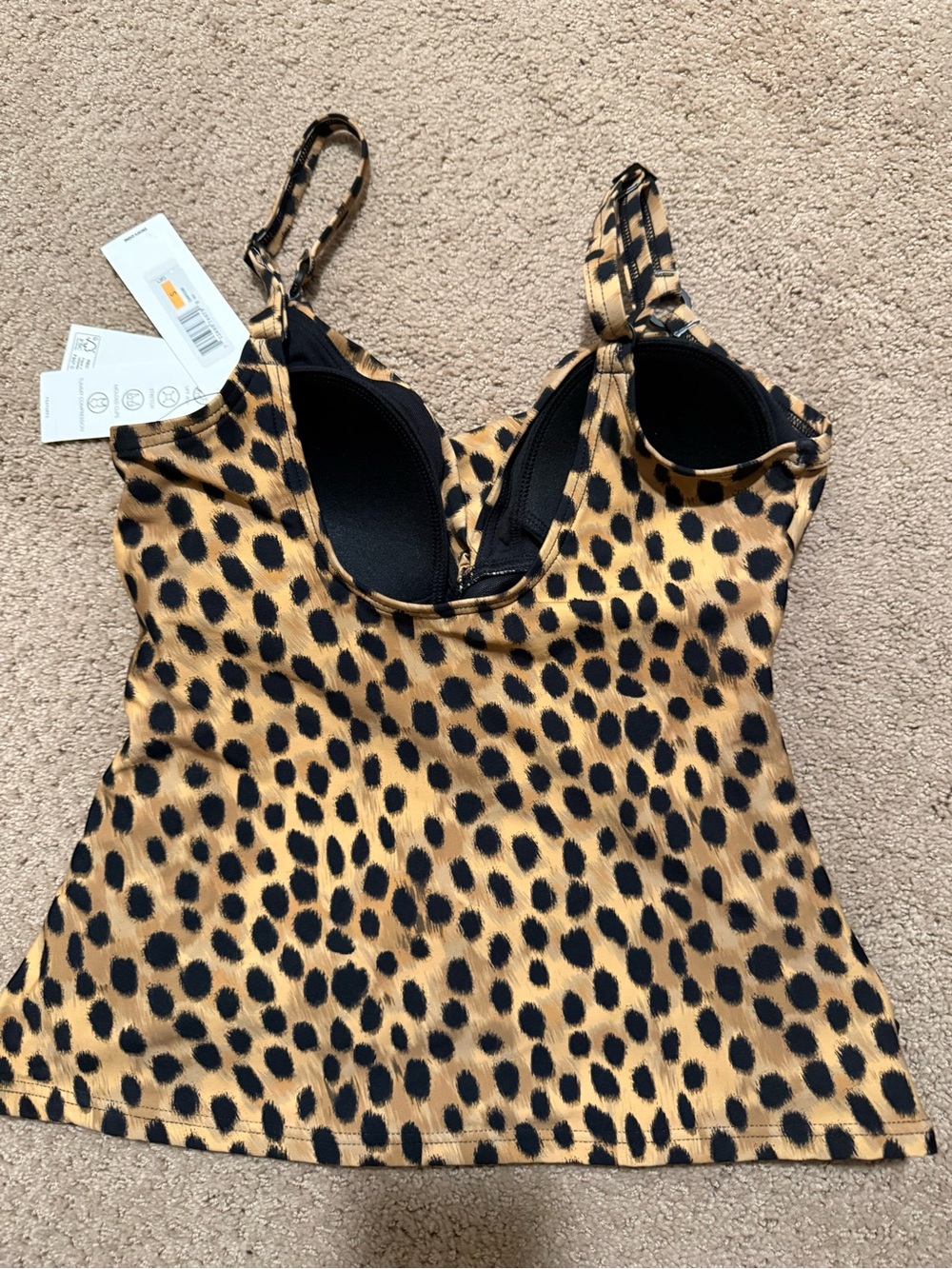 DKNY Leopard Print Cami in Black & Camel - Picture 6 of 6